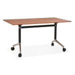 Bureau pliable 'flexo' sur roulettes en bois finition noyer - 140x70 cm