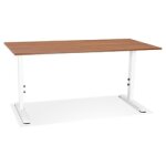 Bureau rglable en hauteur 'osmose' en bois noyer et mtal blanc - 160x80 cm