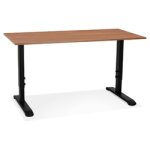 Bureau rglable en hauteur 'osmose' en bois noyer et mtal noir - 140x70 cm