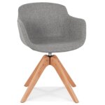 Chaise avec accoudoirs 'amos' en tissu gris et pieds en bois naturel Chaise avec accoudoirs 'amos' en tissu gris et pieds en bois naturel