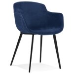 Chaise avec accoudoirs 'armada' en velours bleu