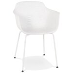 Chaise avec accoudoirs perfore 'drak' blanche intrieure / extrieure