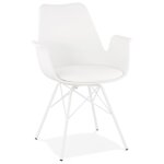 Chaise avec accoudoirs 'saly' blanche style industriel