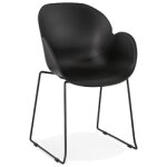 Chaise avec accoudoirs 'zakary' noire avec pied en mtal - intrieur / extrieur