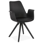 Chaise avec accoudoirs 'zalik' noire avec pieds en bois noir