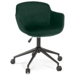 Chaise de bureau 'rolling' en velours vert sur roulettes