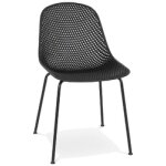 Chaise design perfore 'viky' noire intrieure / extrieure