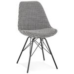 Chaise design 'zazy' en tissu pied de poule et pieds en mtal noir