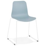 Chaise moderne 'expo' bleue avec pieds en mtal blanc