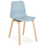 Chaise scandinave 'pacifik' bleue avec pieds en bois finition naturelle