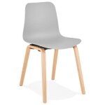 Chaise scandinave 'pacifik' grise avec pieds en bois finition naturelle