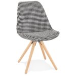Chaise vintage 'ricky' en tissu pied de poule et pieds en bois naturel