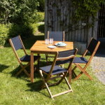 Ensemble table et 4 chaises en acacia naturel / noir Ensemble table et 4 chaises en acacia naturel / noir