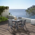 Ensemble table + 4 fauteuils gris anthracite