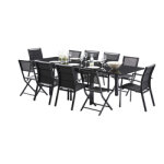 Ensemble table et 6 fauteuils + 4 chaises noirs