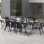 Ensemble table + 8 fauteuils + 4 chaises noirs totemo