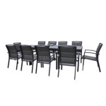 Ensemble table alu + 10 fauteuils gris anthracite totemo Ensemble table alu + 10 fauteuils gris anthracite totemo