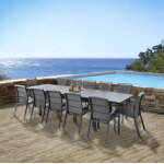 Ensemble table alu + 12 fauteuils gris anthracite totemo Ensemble table alu + 12 fauteuils gris anthracite totemo