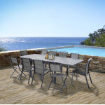 Ensemble table alu + 6 fauteuils + 4 chaises gris anthracite Ensemble table alu + 6 fauteuils + 4 chaises gris anthracite