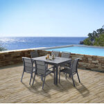 Ensemble table alu + 6 fauteuils gris anthracite totemo Ensemble table alu + 6 fauteuils gris anthracite totemo