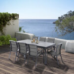 Ensemble table alu + 8 fauteuils gris anthracite totemo Ensemble table alu + 8 fauteuils gris anthracite totemo