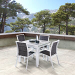 Ensemble table et chaises modulowood t4 / 8 + f4 verre dco bois
