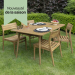 Ensemble en teck massif 4 / 6 places avec 4 chaises naples