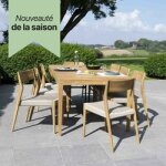 Ensemble en teck massif et cordage beige 6 / 8 places Ensemble en teck massif et cordage beige 6 / 8 places