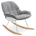 Fauteuil  bascule design 'chily' gris clair en tissu