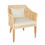 Fauteuil en eclisse de rotin naturel sur structure teck Fauteuil en eclisse de rotin naturel sur structure teck