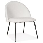 Fauteuil lounge 'norvegia' en tissu boucl blanc et mtal noir