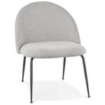 Fauteuil lounge 'zilla' en tissu gris et pieds en mtal noir