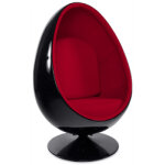 Fauteuil oeuf 'cocoon' noir et rouge