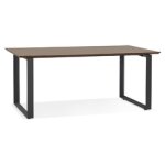 Grand bureau droit de direction 'gimini' en bois finition noyer et mtal noir - 180x90 cm