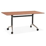 Grand bureau pliable 'flexo' sur roulettes en bois finition noyer - 160x80 cm