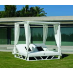 Lit de jardin balinaise balinesa - 210 - d - cortinas finition blanc tissus anais blanc dralon de 2 places ...