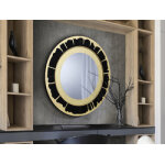 Miroir rond noir et or