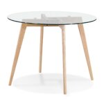 Petite table  diner ronde 'angela' en verre transparent -  100 cm