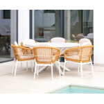 Salon de jardin  manger aluminium et rsine tresse
