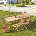 Salon de jardin ovale en teck 8 / 10 places