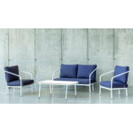 Salon de jardin sofa alexis - 7 set sofa 2 plazas finition blanc tissus bleu marino dralon Salon de jardin sofa alexis - 7 set sofa 2 plazas finition blanc tissus bleu marino dralon