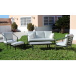 Salon de jardin sofa alexis - 8 set sofa 3 plazas finition anthracite tissus anais blanc dralon Salon de jardin sofa alexis - 8 set sofa 3 plazas finition anthracite tissus anais blanc dralon