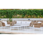 Salon de jardin sofa aluminium et rsine tresse