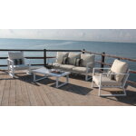 Salon de jardin sofa bolonia - 8 finition blanc tissus alba crudo dralon de 4  5 places
