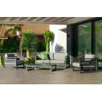Salon de jardin sofa cosmos - 7 finition anthracite tissus gris clair mariland dralon