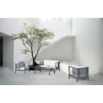Salon de jardin sofa grinvil - 7 d finition anthracite tissus blanc anais dralon
