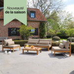 Salon de jardin en teck massif taupe touquet Salon de jardin en teck massif taupe touquet