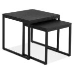 Set de 2 tables gigognes emboî®tables style industriel 'moma' en bois et métal noir Set de 2 tables gigognes emboî®tables style industriel 'moma' en bois et métal noir