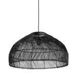 Suspension ronde 'canul' en rotin tress noir
