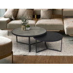 Tables basses rondes finition gris / noir Tables basses rondes finition gris / noir